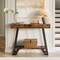 Rustic Industrial Console Table 2-Tier Brown Wood Black Metal Entryway Table